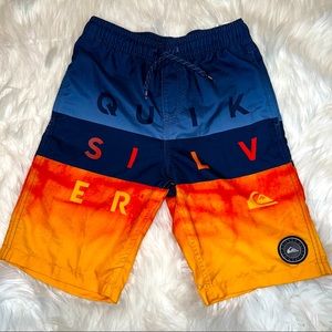Quiksilver Blue and Orange Volley Shorts Size 12